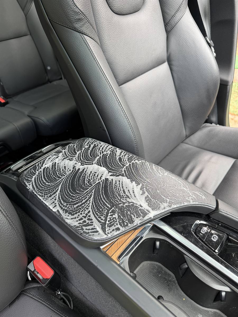 Center console and leather seats after interior detail